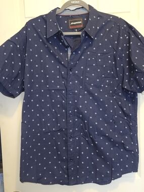 Aeropostale Men's Navy Short-Sleeve Button-Up Shirt